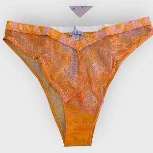 SavageXFenty Watercolor Tie Dye Lace Brazilian Underwear | Plus Size 3X | Orange
